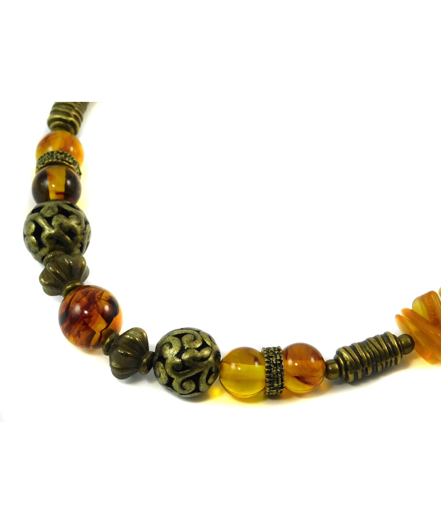 Exclusive necklace "Motanka" Amber, crumb