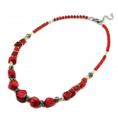 Exclusive necklace "Volyn" Coral galotvka, cut, rondel