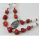 Exclusive necklace "Royal Gambit" Coral gatovka, rondel, Agate, 2 rows