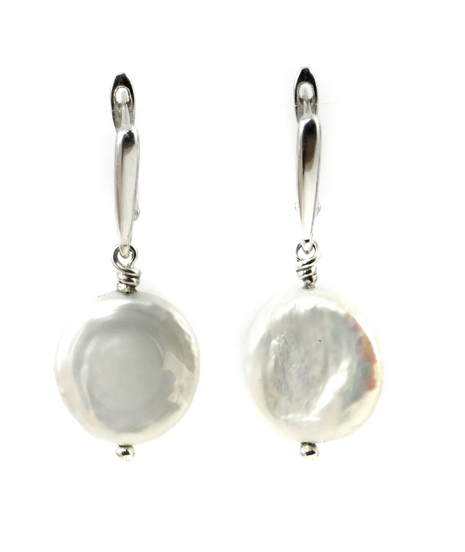 Pearl earrings, silver	