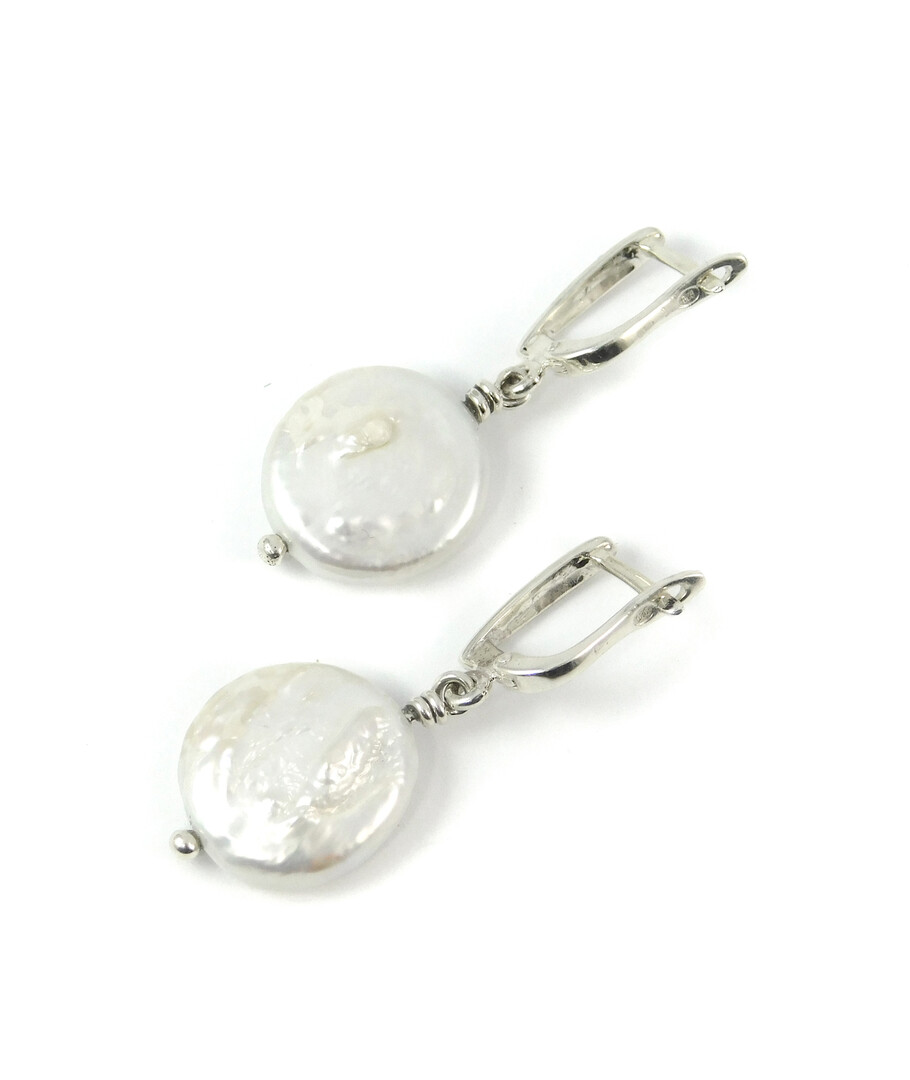 Pearl earrings, silver	