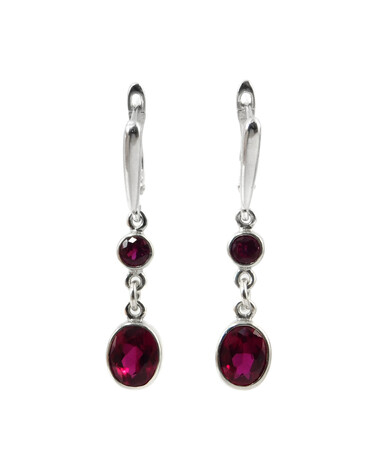 Ruby earrings, silver