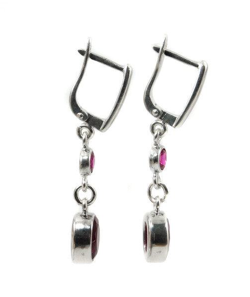 Ruby earrings, silver