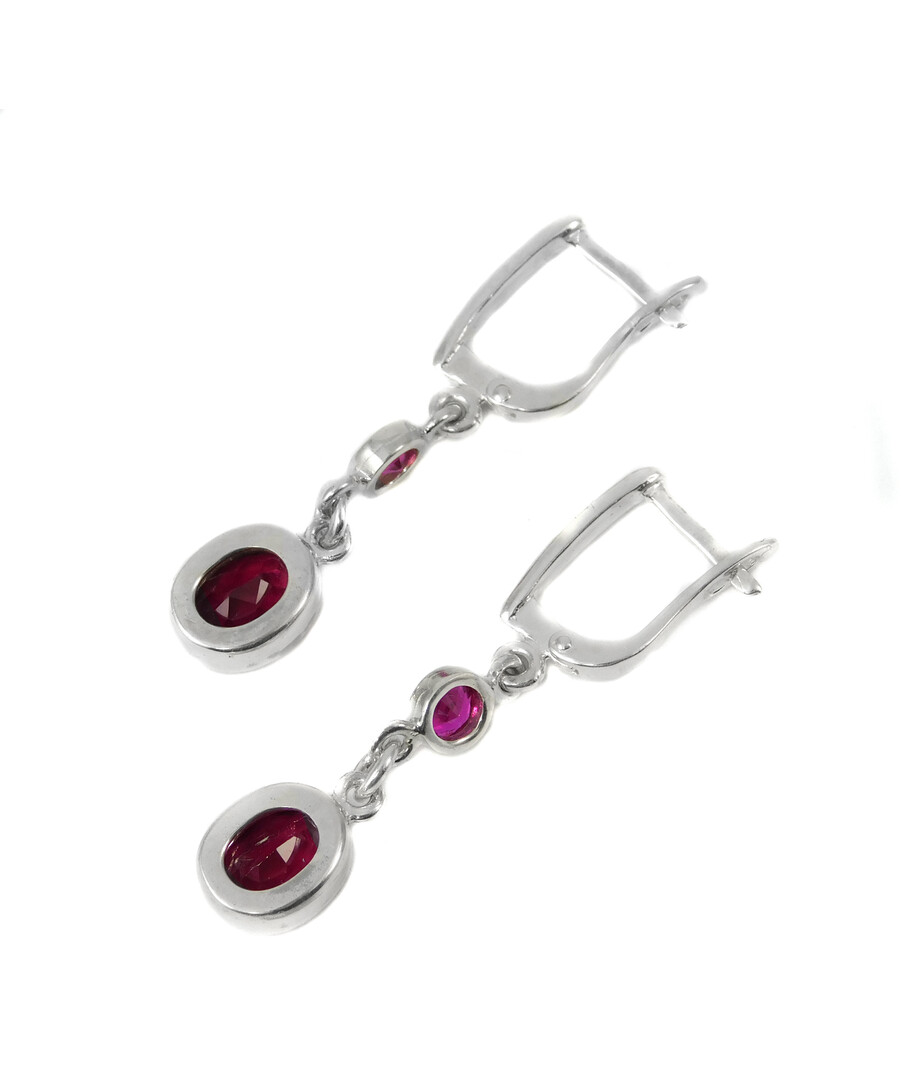 Ruby earrings, silver