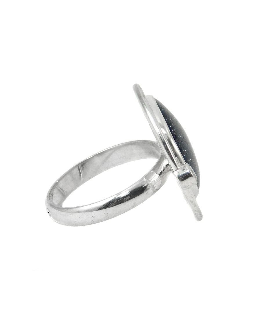 Synthetic aventurine ring, silver