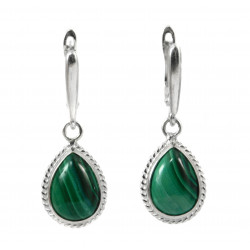 Malachite earrings, silver