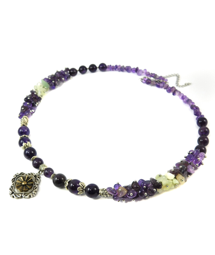 Exclusive necklace "Prima donna" Amethyst, crumb, Onyx crumb