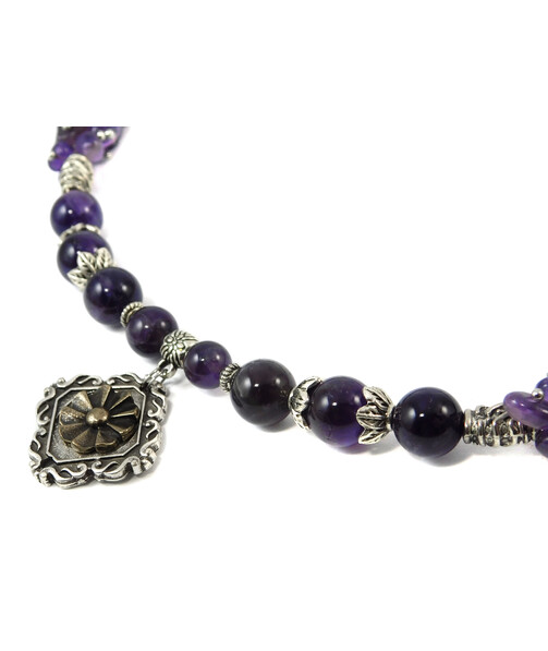 Exclusive necklace "Prima donna" Amethyst, crumb, Onyx crumb