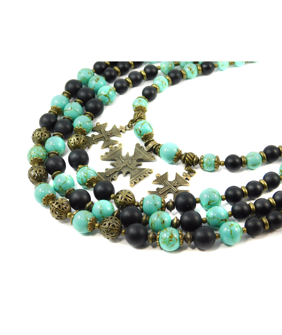 Exclusive necklace "Marengo" Turquoise, Shungite