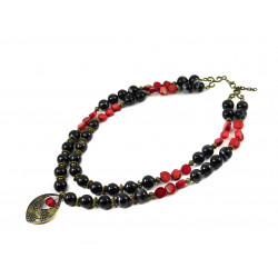 Exclusive necklace "Trya 2" agate+coral