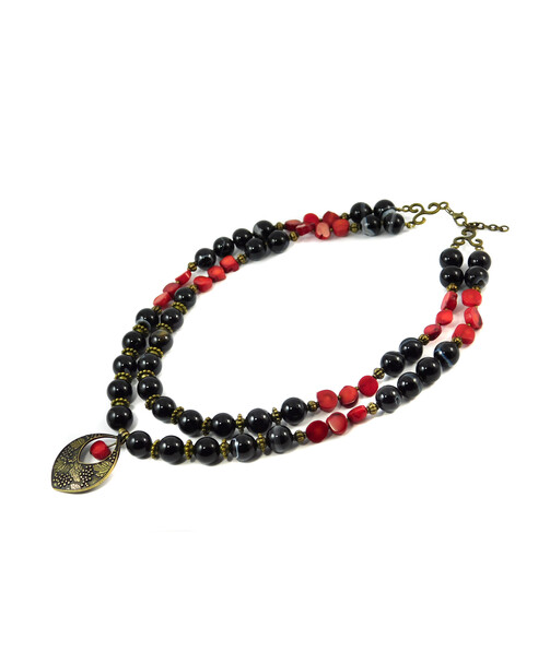 Exclusive necklace "Trya 2" agate+coral