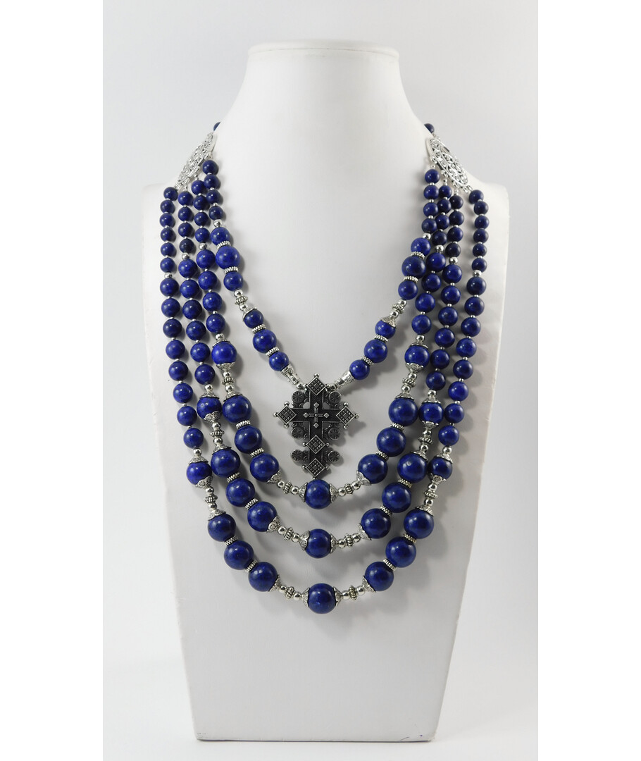 Exclusive necklace "Azure" 4 rows