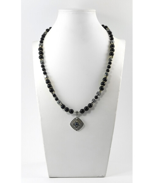 Necklace "Metallic shine" Shungite, Hematite