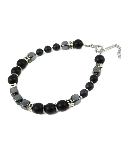 Bracelet "Metallic shine" Shungite, Hematite