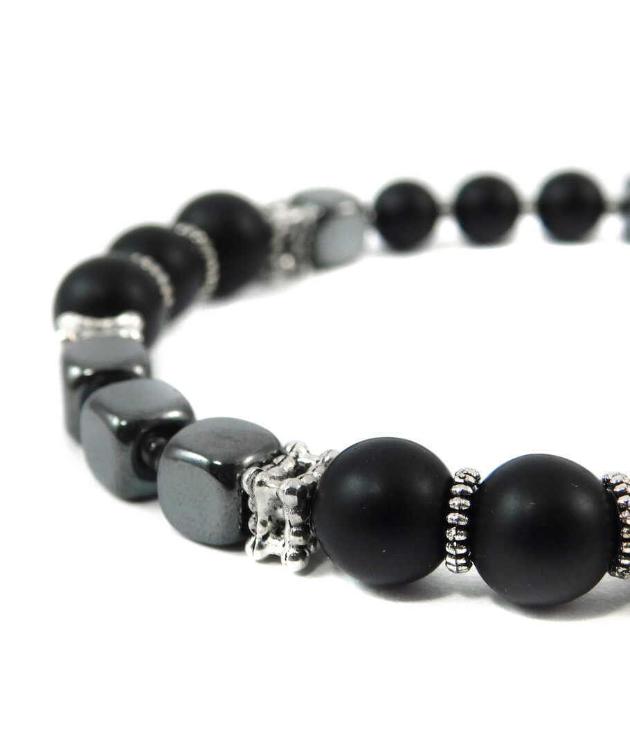 Bracelet "Metallic shine" Shungite, Hematite