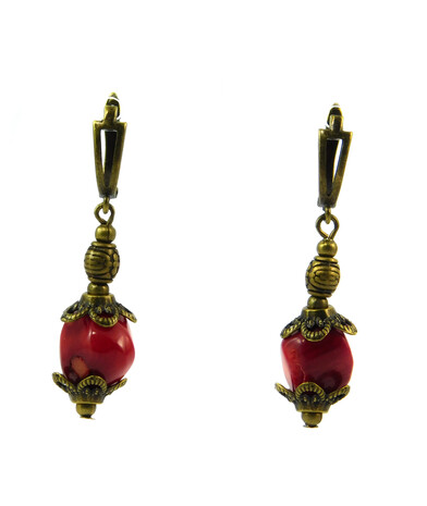 Earrings "Anisia", Coral on a corner