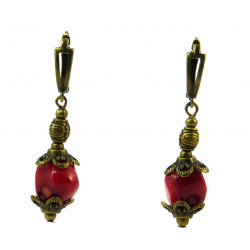Earrings "Anisia", Coral on a corner