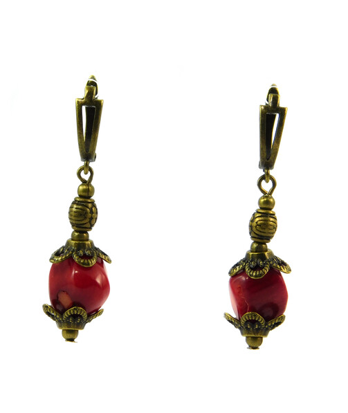 Earrings "Anisia", Coral on a corner