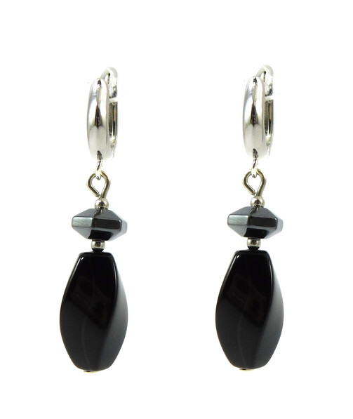 Earrings "Flow of time" Agate, Hematite