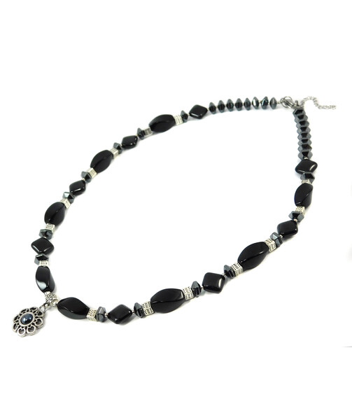 Necklace "Flow of time" Agate, Hematite