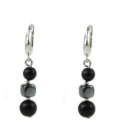 Earrings "Metallic glitter" Shungite, Hematite