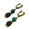 Earrings &quot;Hutsul Motifs&quot; Malachite, Lava