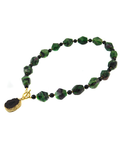 Necklace "Ice Mountain" Zoisite, Tourmaline