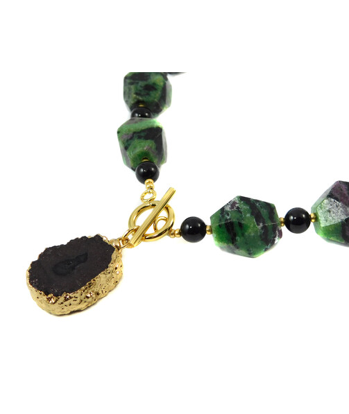 Necklace "Ice Mountain" Zoisite, Tourmaline