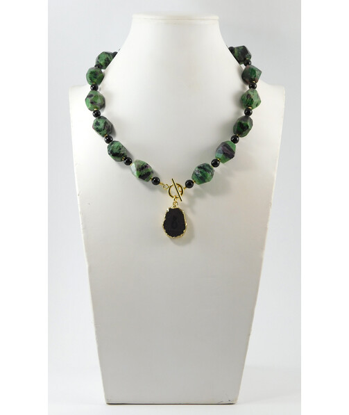 Necklace "Ice Mountain" Zoisite, Tourmaline