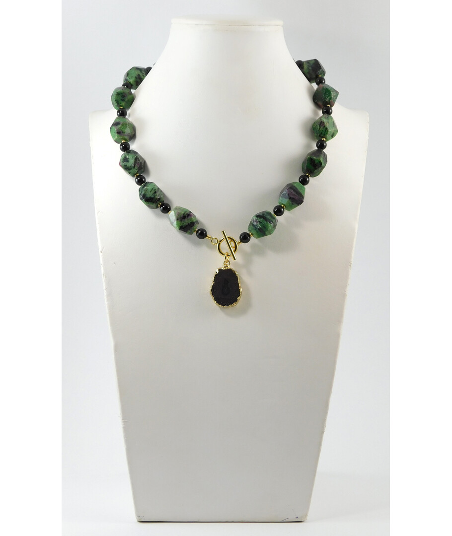 Necklace "Ice Mountain" Zoisite, Tourmaline