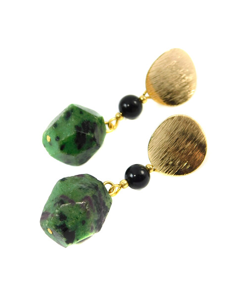 Earrings "Ice Mountain" Zoisite, Tourmaline