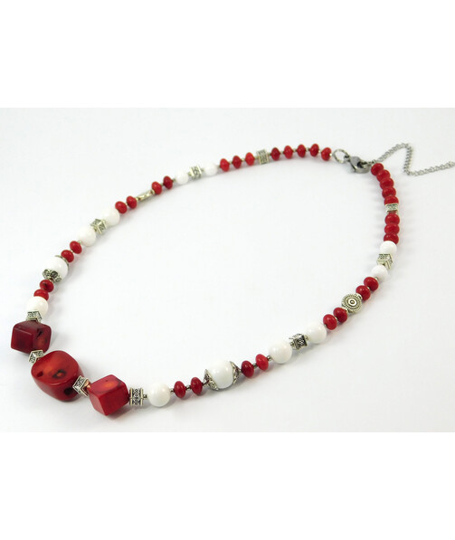 Necklace "Symyrenko" Coral, Agate