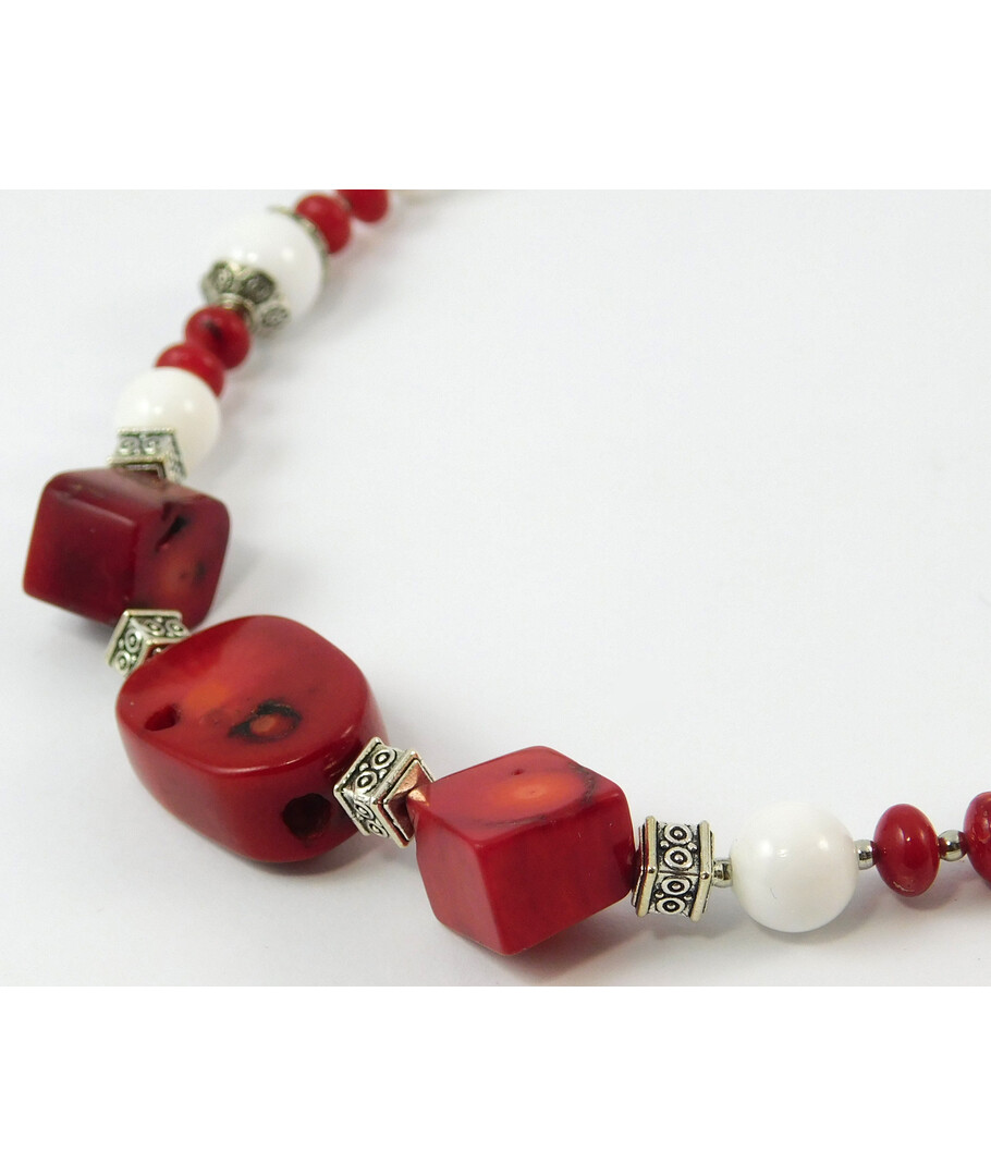 Necklace "Symyrenko" Coral, Agate