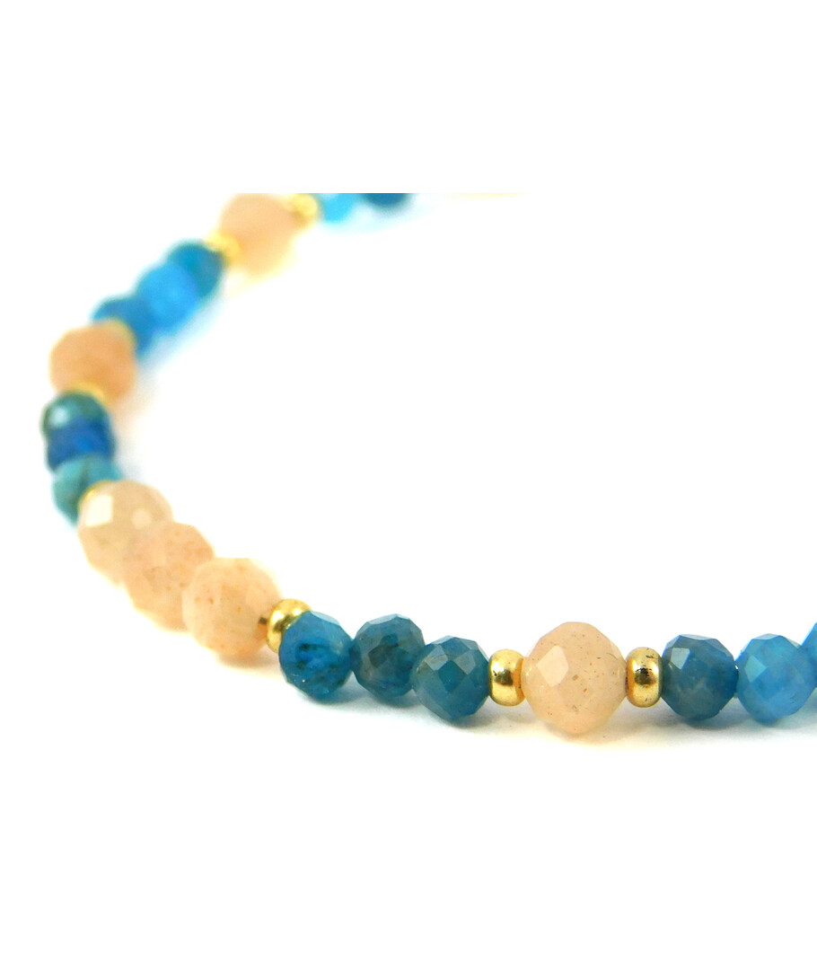 Bracelet "Silk", Sunstone, Apatite