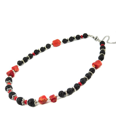 Necklace "Comet" Coral, Lava