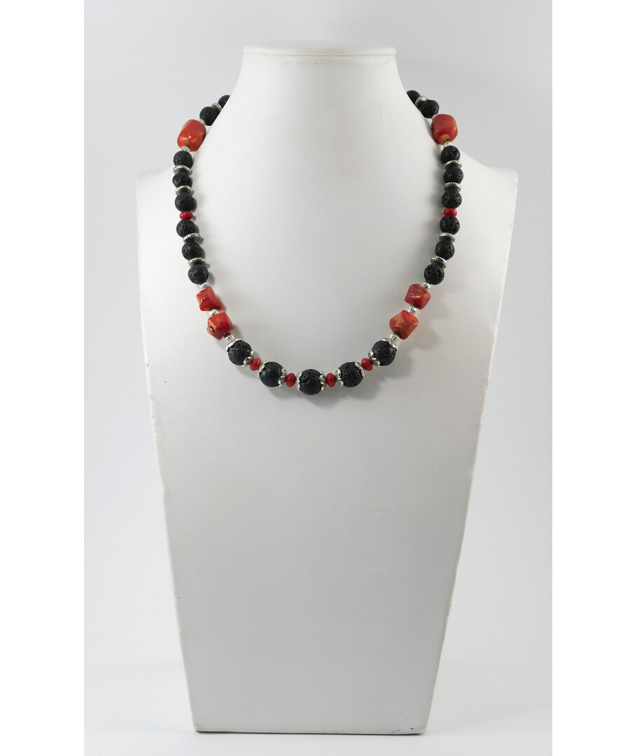 Necklace "Comet" Coral, Lava