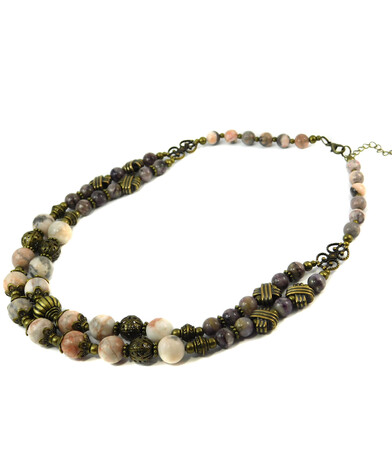 Necklace "Camilla", Agate, Charoite