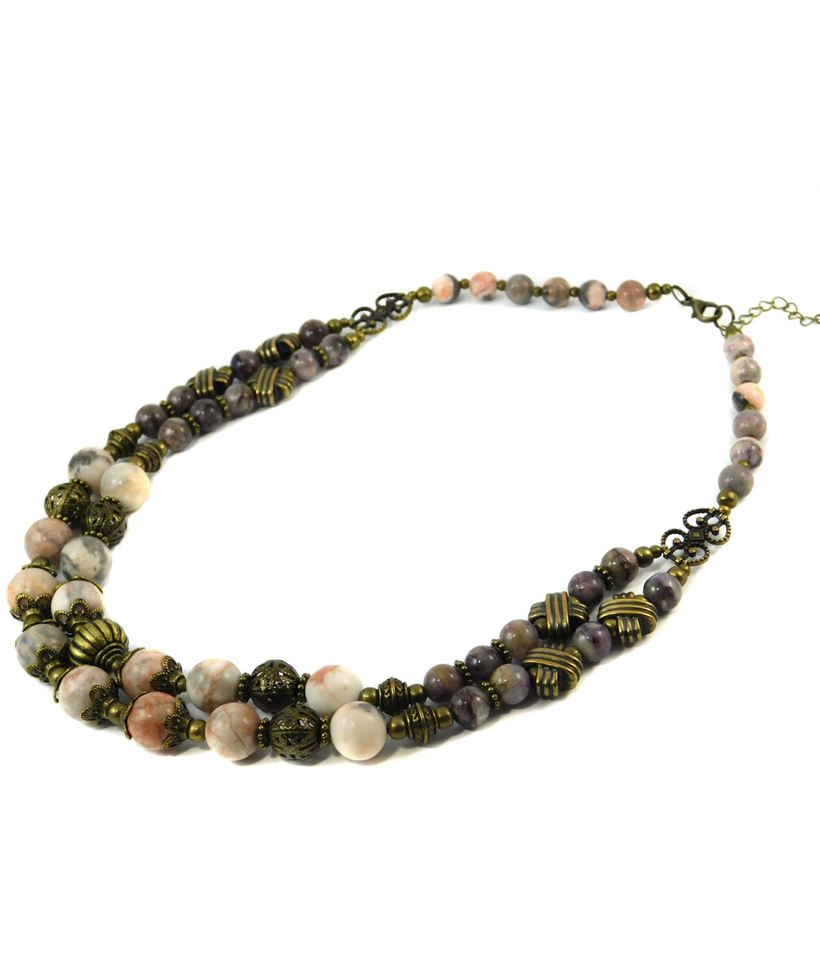 Necklace "Camilla", Agate, Charoite