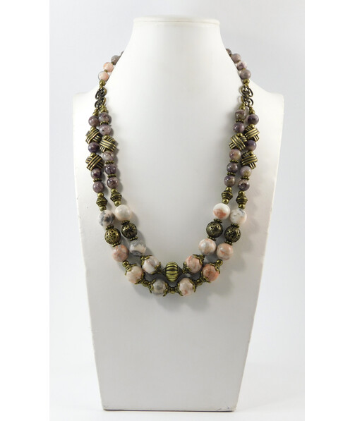 Necklace "Camilla", Agate, Charoite