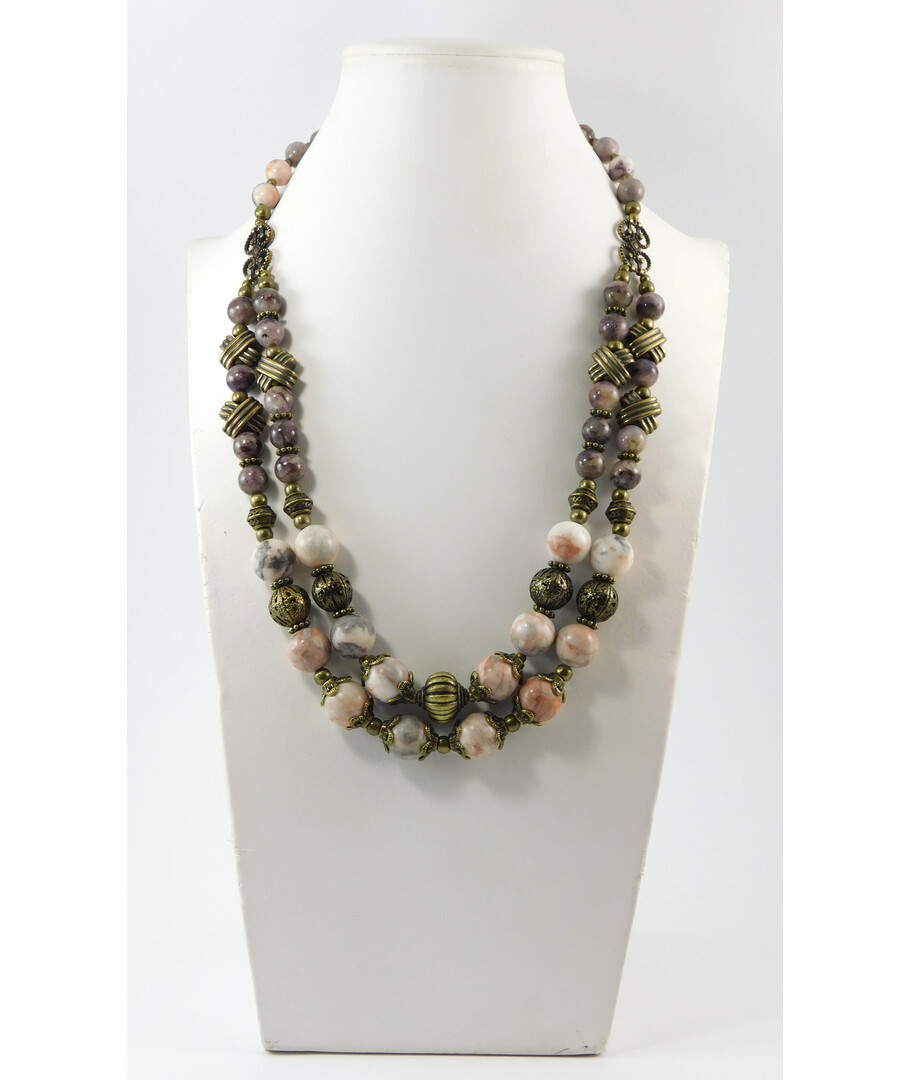 Necklace "Camilla", Agate, Charoite