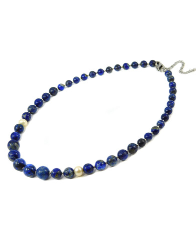 Necklace "Venilia", lapis lazuli, pearls