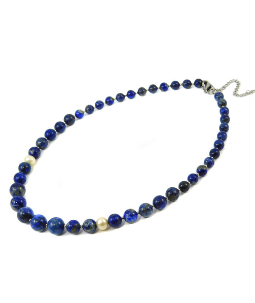 Necklace "Venilia", lapis lazuli, pearls