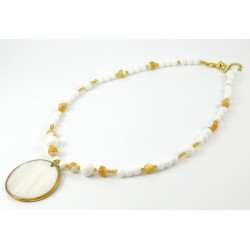 Necklace "Solar Agate", Mother of Pearl, Agate