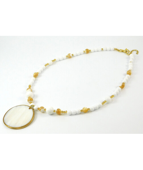 Necklace "Solar Agate", Mother of Pearl, Agate