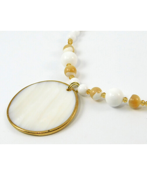 Necklace "Solar Agate", Mother of Pearl, Agate