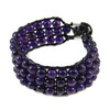 Amethyst leather bracelet, 3-row