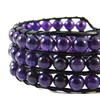 Amethyst leather bracelet, 3-row