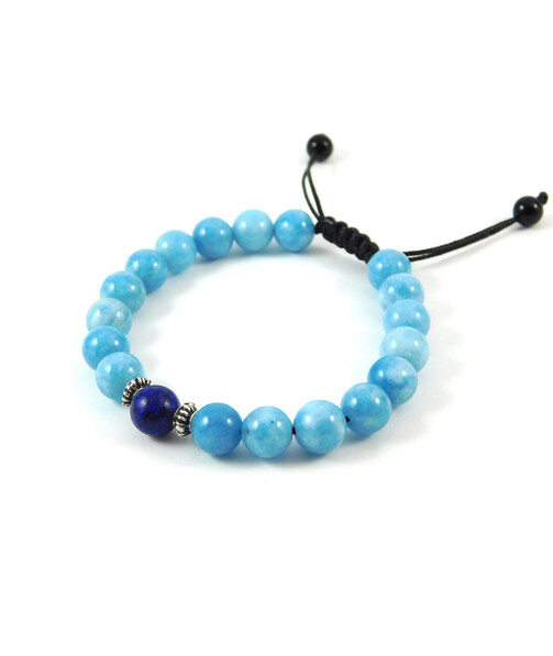 Shambhala bracelet "Lovers" Aquamarine, lapis lazuli