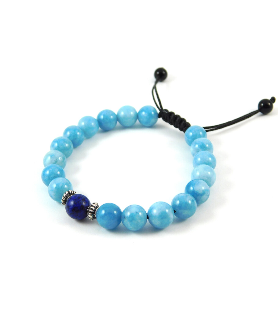 Shambhala bracelet "Lovers" Aquamarine, lapis lazuli