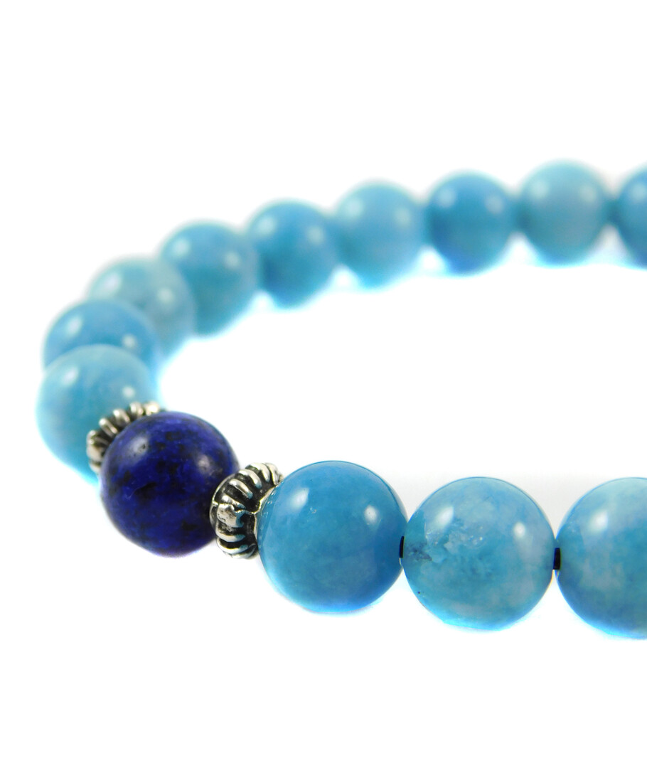 Shambhala bracelet "Lovers" Aquamarine, lapis lazuli